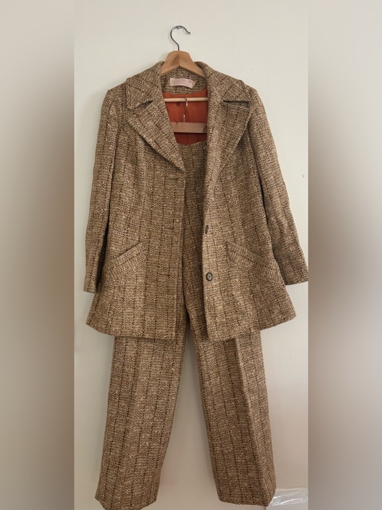 Pendleton Jackets & Blazers - Vintage 1970s Pendleton Wool Suit 2pc Blazer Pants Brown Tweed size Small Vtg 14
